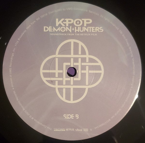 KPOP Demon Hunters LP Side B label on black vinyl