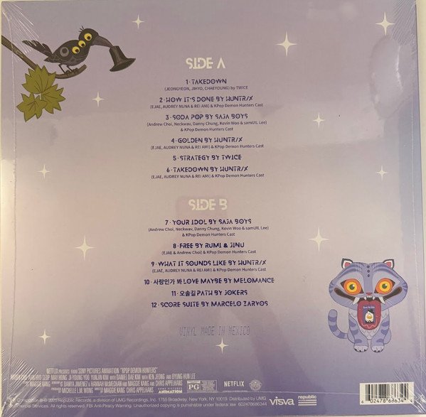 KPOP Demon Hunters soundtrack LP back cover with tracklist