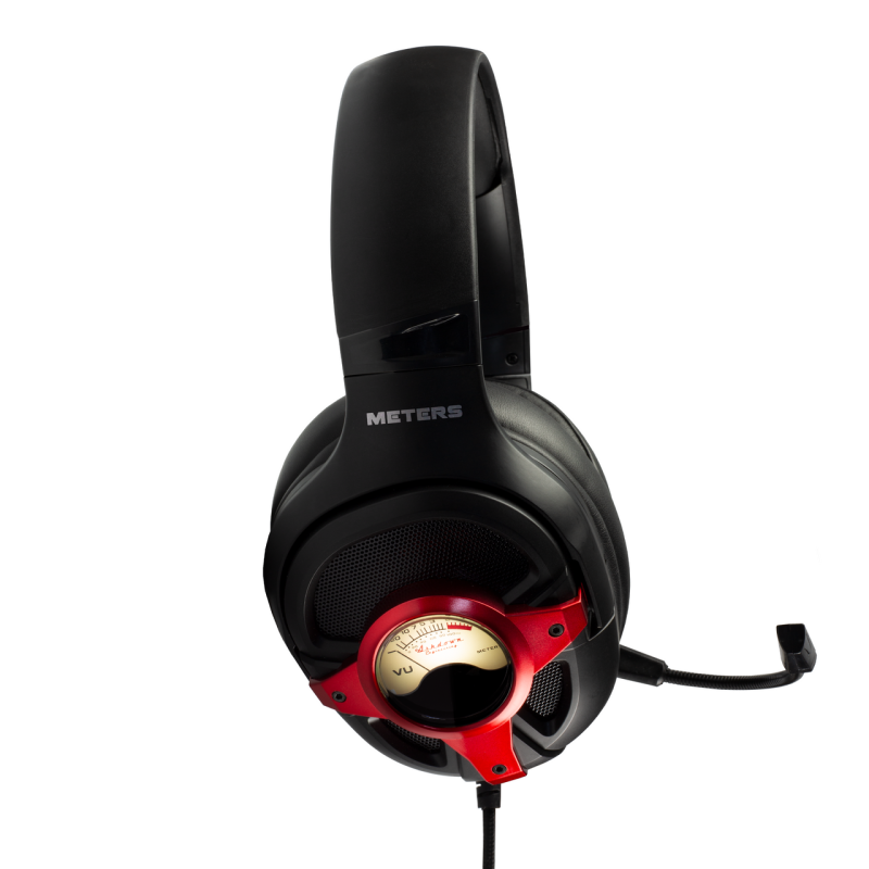 Meters Level Up Red Wired Gaming Headphones — side view