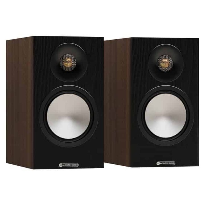 Monitor Audio Bronze 50 7G Bookshelf Speakers Walnut (Pair) — front view (grille off)