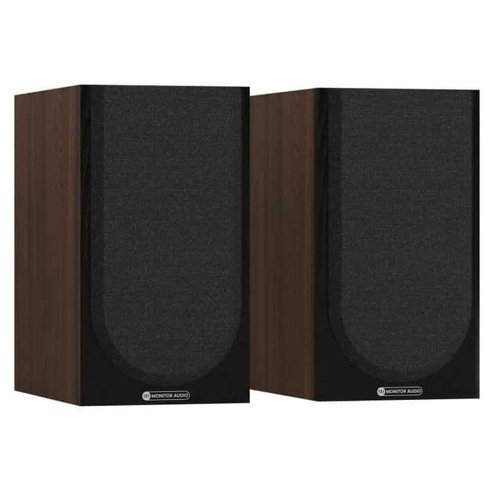 Monitor Audio Bronze 50 7G Bookshelf Speakers Walnut (Pair) — front view (grille on)