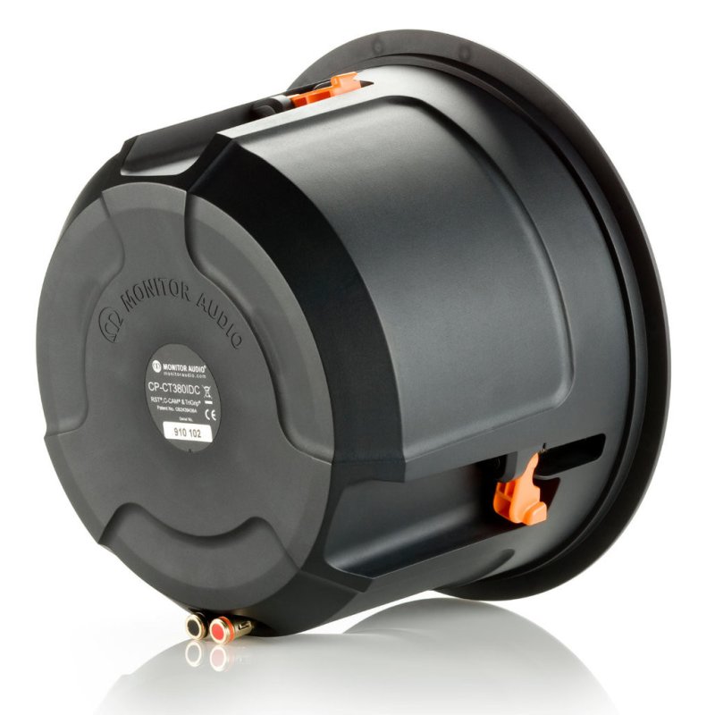 Monitor Audio CP-CT380-IDC In-Ceiling Speaker - rear view showing sealed airtight enclosure and speaker terminals