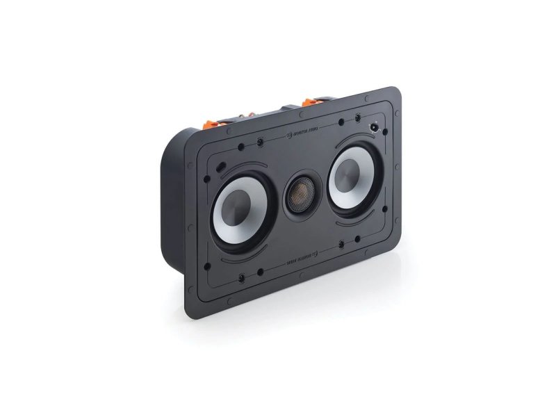 Monitor Audio CP-WT140-LCR In-Wall Speaker - three-quarter angle showing drivers and enclosure depth
