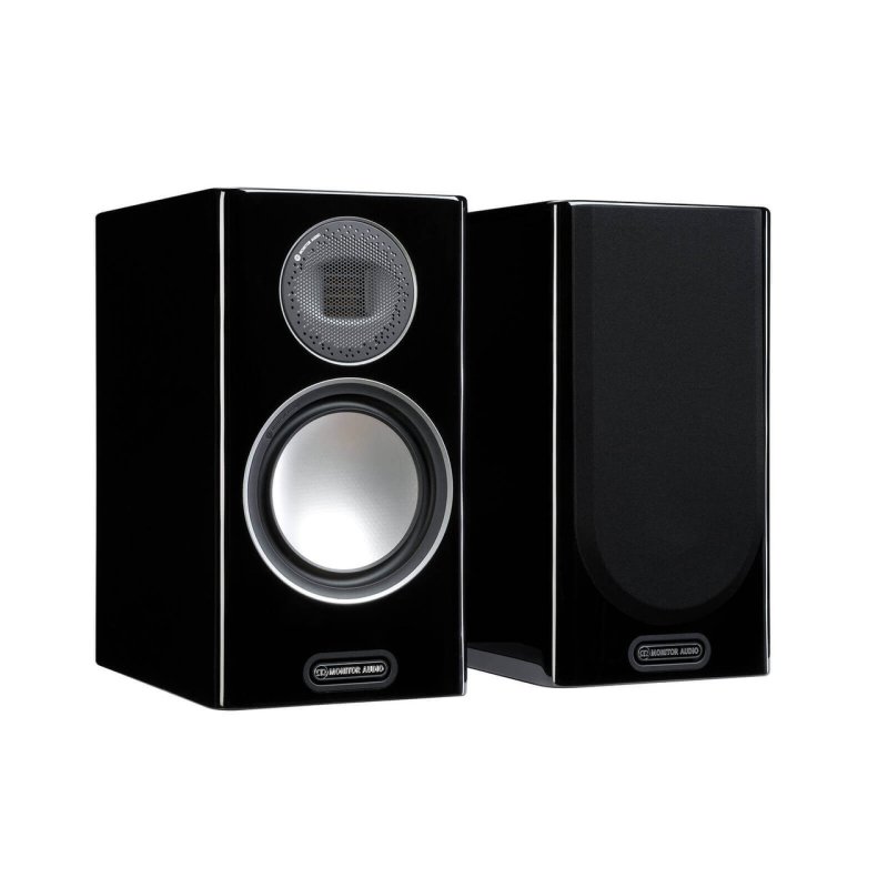 Monitor Audio Gold 100 5G Bookshelf Speaker Piano Gloss Black (Pair) — front view (grille off)