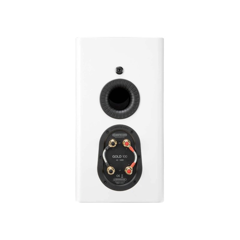 Monitor Audio Gold 100 5G Bookshelf Speaker Satin White (Pair) — rear panel close-up