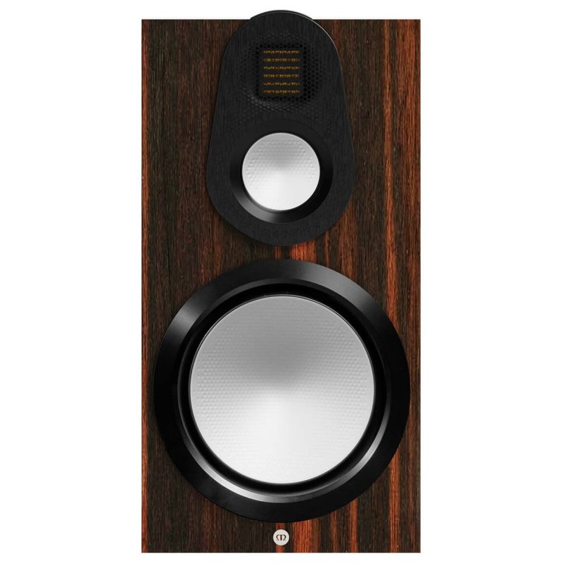 Monitor Audio Gold 100 6G Macassar baffle detail showing MPD III tweeter and HDT C-CAM mid-range driver