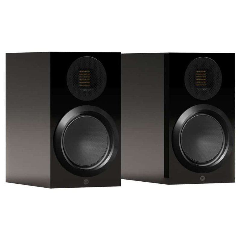 Monitor Audio Gold 50 6G Bookshelf Speakers High Gloss Black front angled view (Pair)