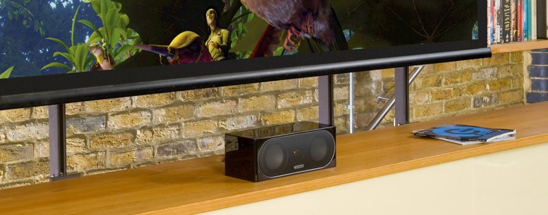 Monitor Audio Radius R90HT1 Home Cinema Pack (Walnut) — Radius 200 centre channel lifestyle