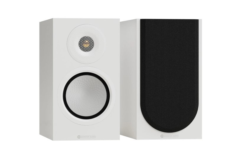 Monitor Audio Silver 100 8G Standmount Speakers Satin White (Pair) - front view