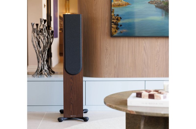 Monitor Audio Silver 300 8G European Walnut in a living room setting