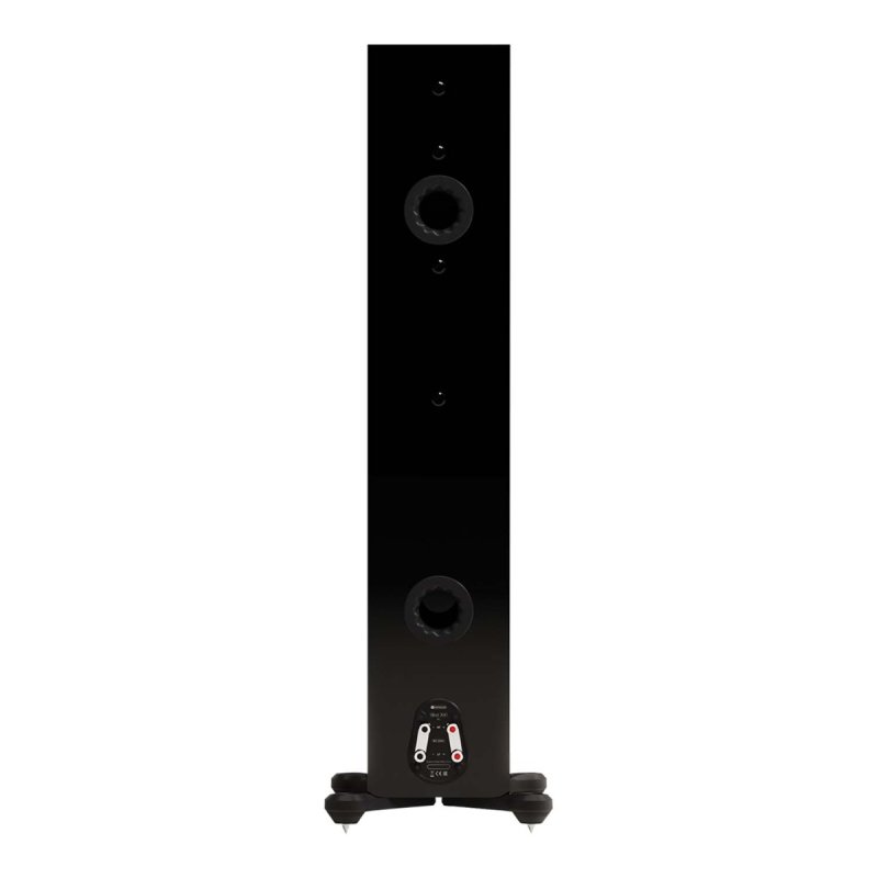 Monitor Audio Silver 300 8G High Gloss Black rear panel with ports and binding posts