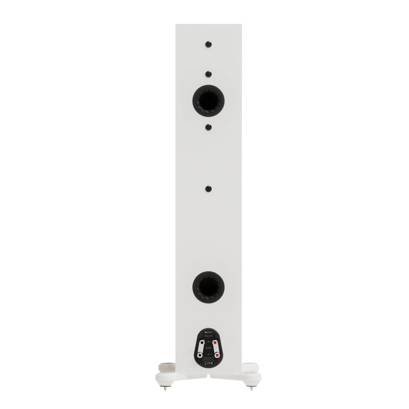 Monitor Audio Silver 300 8G Satin White rear panel with ports and binding posts