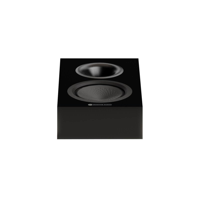 Monitor Audio Silver AMS 8G Atmos Speakers High Gloss Black (Pair) - front view, grille removed (single speaker)