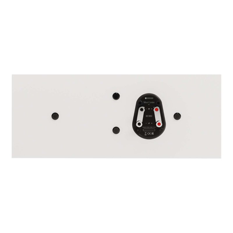 Monitor Audio Silver Centre 8G Satin White rear panel with bi-wire speaker terminals