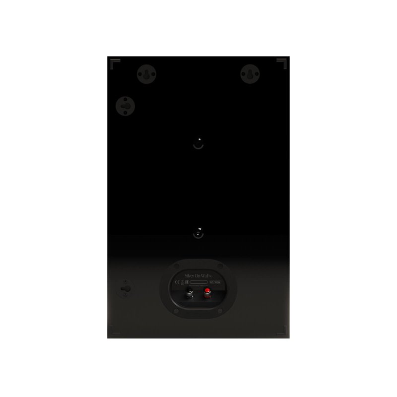 Monitor Audio Silver On-Wall 8G High Gloss Black, rear panel with keyhole mounts and binding posts