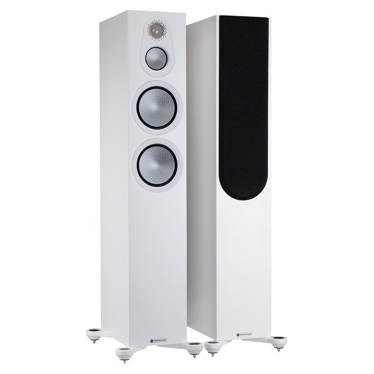 Monitor Audio Silver 300 7G Floorstanding Speakers Satin White (Pair) — front angle