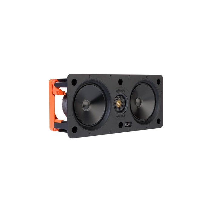 Monitor Audio W250-LCR In-Wall Speaker — three-quarter angle showing depth and mounting bracket