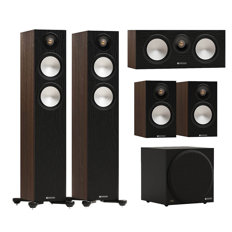Monitor Audio Bronze 300 7G with Bronze 50 7G 5.1 Speaker Package Walnut