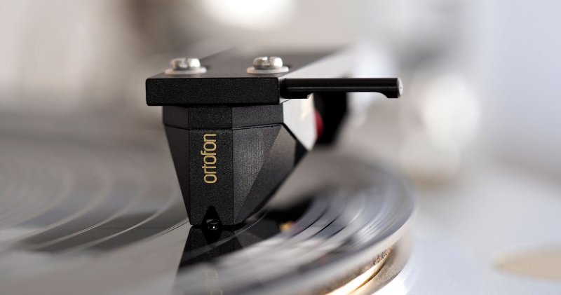 Ortofon 2M Black premounted in use on a turntable