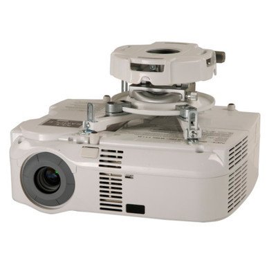 Peerless PRG Precision Gear Projector Mount (White) — with projector attached