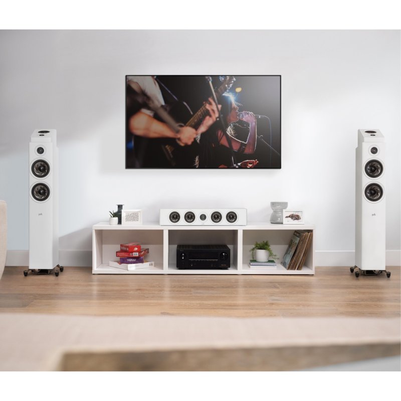 Polk Audio Reserve White system — lifestyle room setting