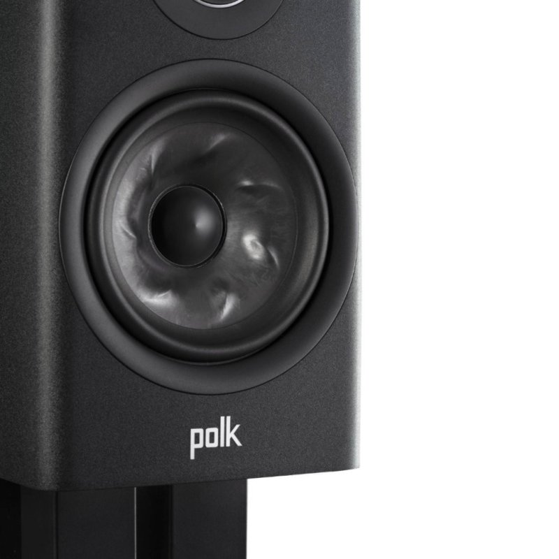 Polk Audio Reserve R200 Bookshelf Speakers Midnight Black (Pair) — Turbine cone woofer close-up