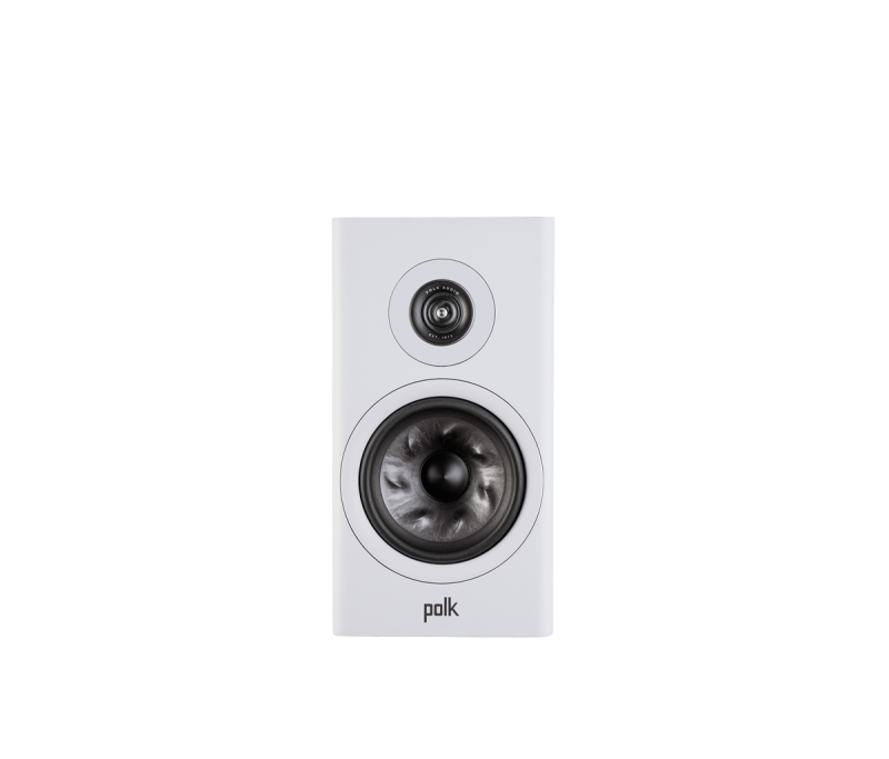 Polk Audio Reserve R200 bookshelf speaker in white - single front view