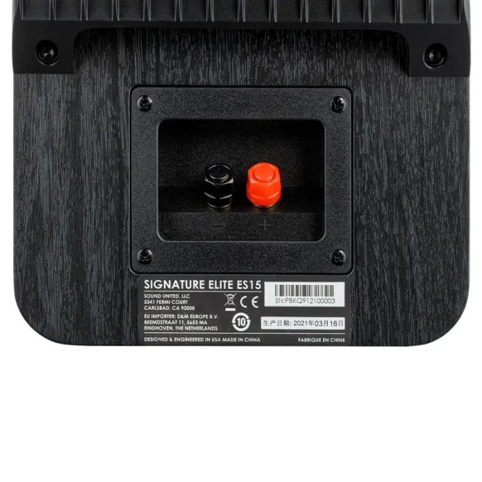 Polk Audio Signature Elite ES15 Bookshelf Speakers Black (Pair) — binding post close-up