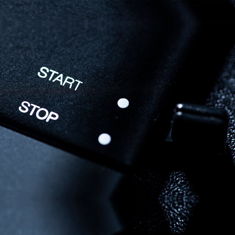 Pro-Ject A1 Automatic Turntable — start and stop buttons close-up