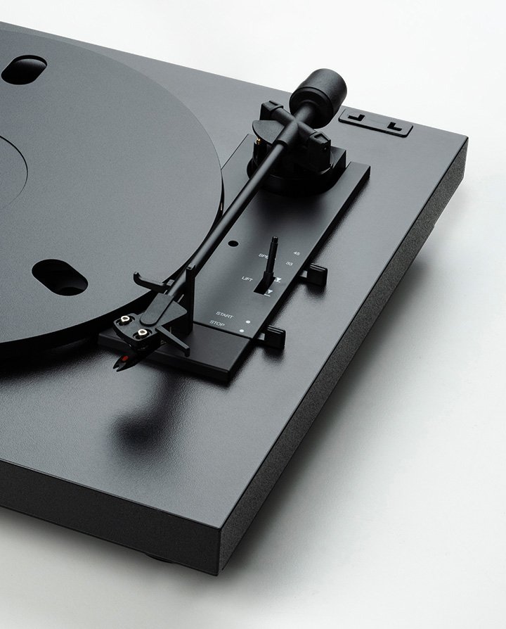 Pro-Ject A1.2 Black — tonearm and controls close-up