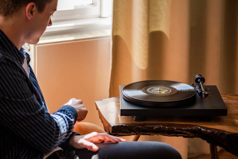 Pro-Ject Debut Carbon EVO turntable in use