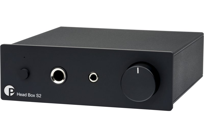 Pro-Ject Head Box S2 Black headphone amplifier angled view