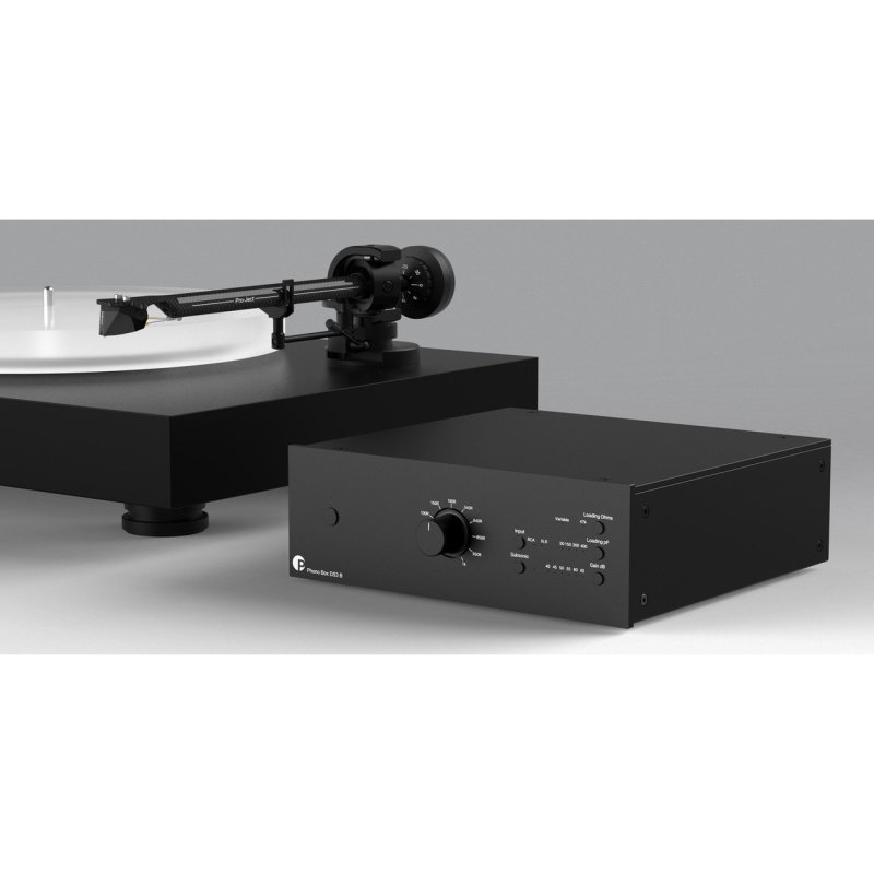 Pro-Ject Phono Box DS3 B Black — lifestyle with turntable