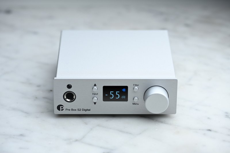 Pro-Ject Pre Box S2 Digital 2023 Edition Silver — front lifestyle view