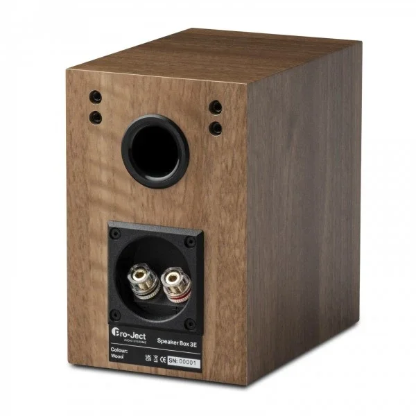 Pro-Ject Speaker Box 3 E rear panel showing banana terminals and bass reflex port