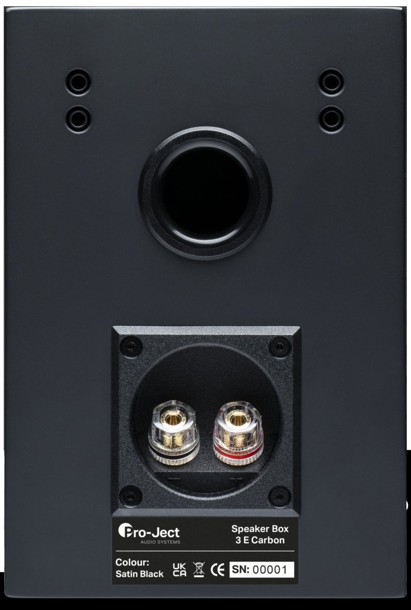 Pro-Ject Speaker Box 3 E Carbon Satin Black - rear panel showing bass port and terminals