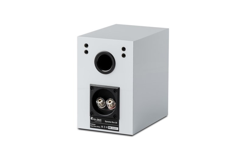 Pro-Ject Speaker Box 3 E Carbon Satin White - rear panel showing bass port and terminals