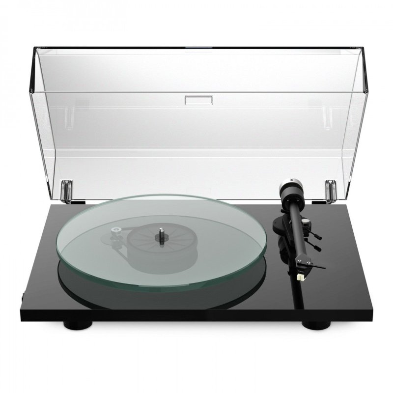 Pro-Ject T2 Super Phono Black with dust cover open