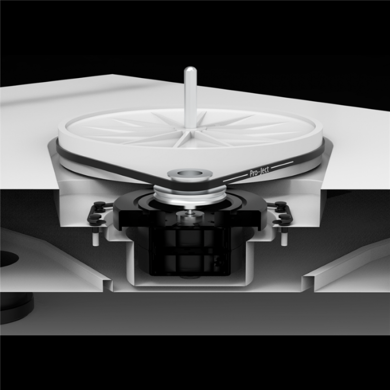 Pro-Ject X2 B Turntable Walnut — motor and bearing detail