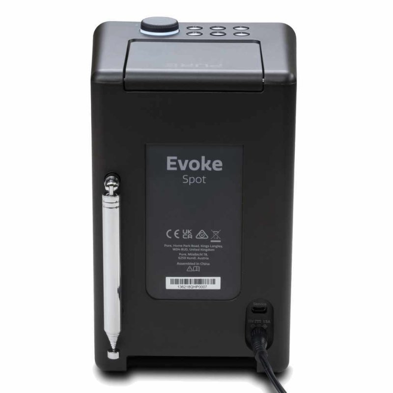 Pure Evoke Spot Smart Radio Black Coffee and Walnut — rear panel