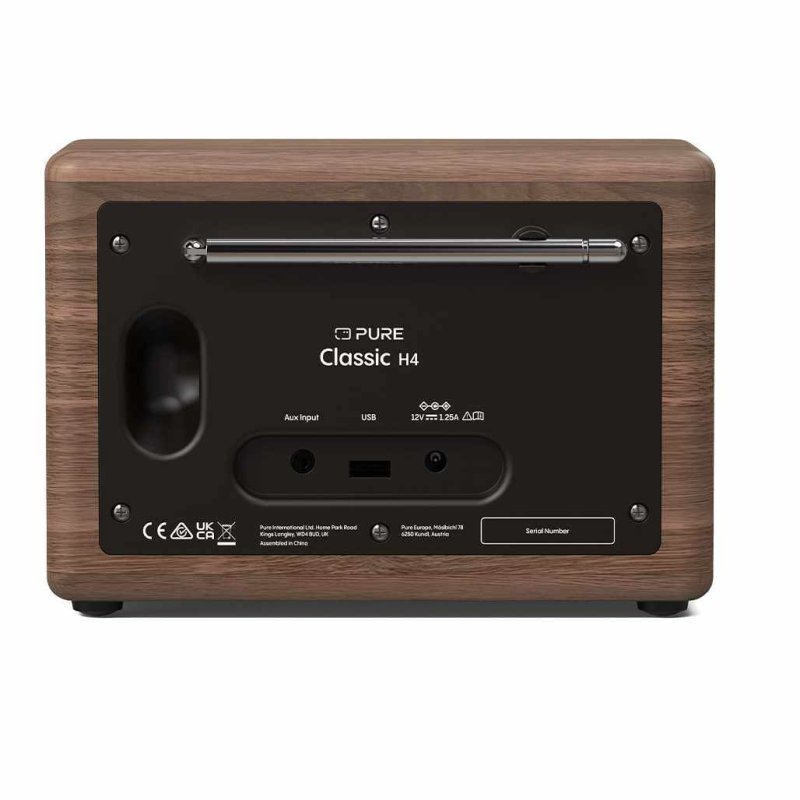 Pure Classic H4 Radio Black Coffee and Walnut — rear panel