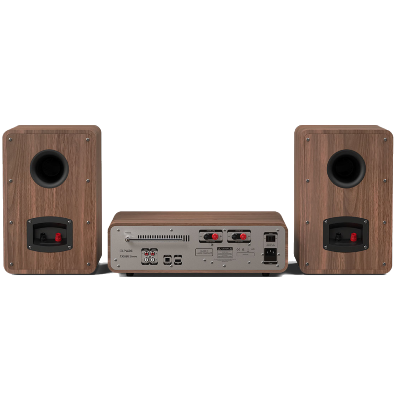 Pure Classic Stereo Music System Black Coffee and Walnut — rear panel