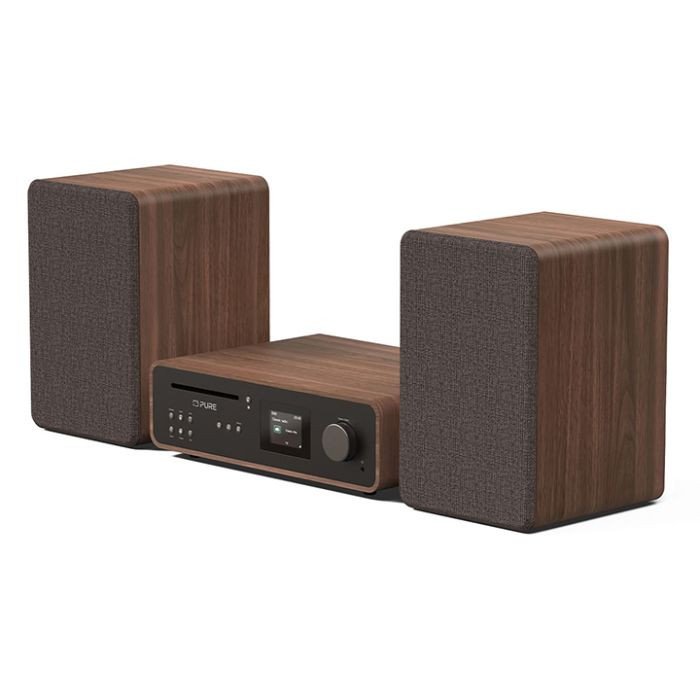 Pure Classic Stereo Music System Black Coffee and Walnut — three-quarter view