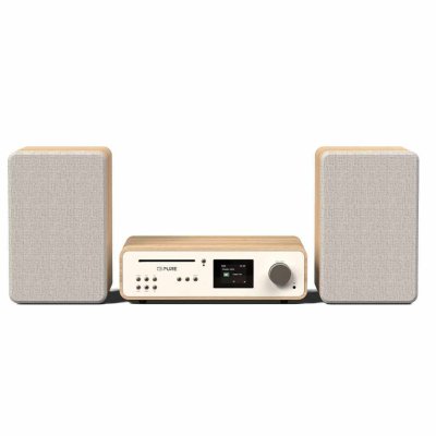 Pure Classic Stereo Music System Cotton White and Oak