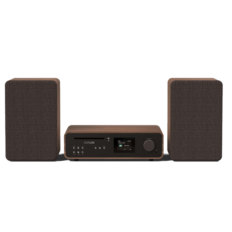 Pure Classic Stereo Music System Coffee Black/Walnut