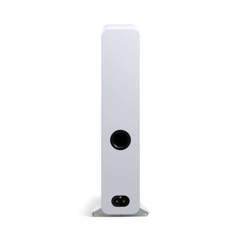 Q Acoustics 3050c 5.1 Cinema Pack Satin White: 3050c floorstander rear view showing reflex port and speaker terminals