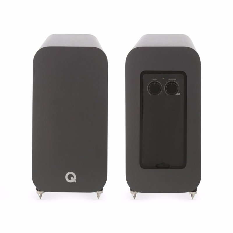 Q Acoustics 3060S Slimline Subwoofer Graphite Grey — front and rear panel