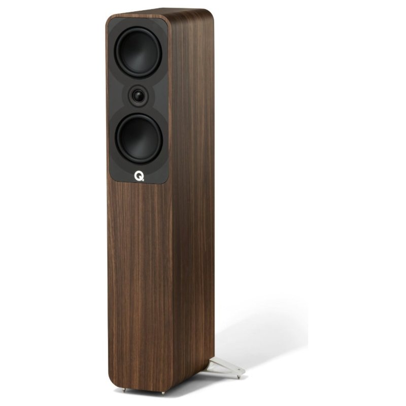 Q Acoustics 5040 Floorstanding Speakers Santos Rosewood (Pair) — angled view (grille off)