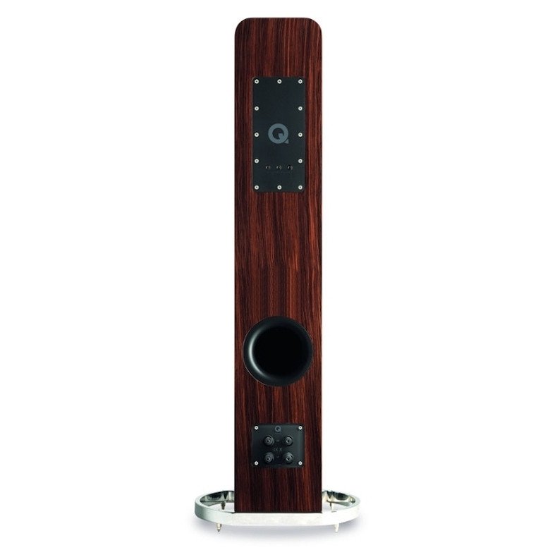 Q Acoustics Concept 500 Floorstanding Speaker Gloss Black & Rosewood - Rear Panel with Bi-Wire Terminals