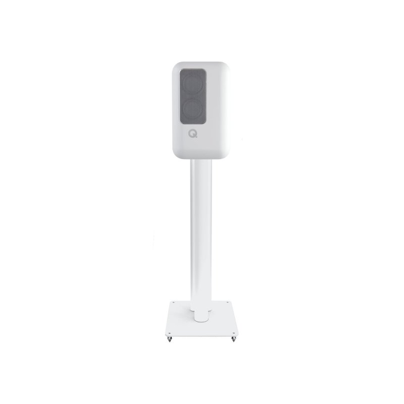 Q Acoustics Q Active 200 Bookshelf Speakers White (Pair) — on stand front view
